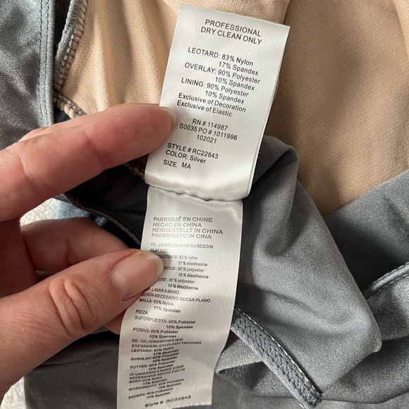 Revolution Dance Leotard Gray Silver Sequin, Adult Medium - Picture 12 of 12